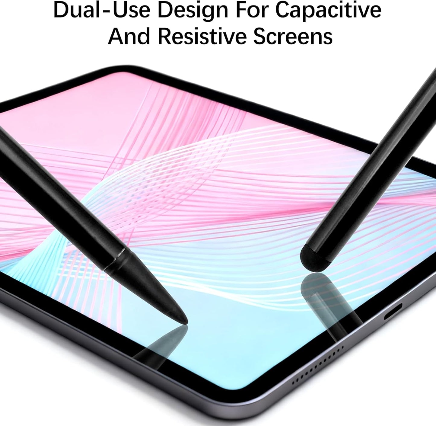Brvlsoc 6-Pack Black Dual-Tip Stylus Pens Universal Touchscreen Stylus Compatible with iPad, Samsung Galaxy