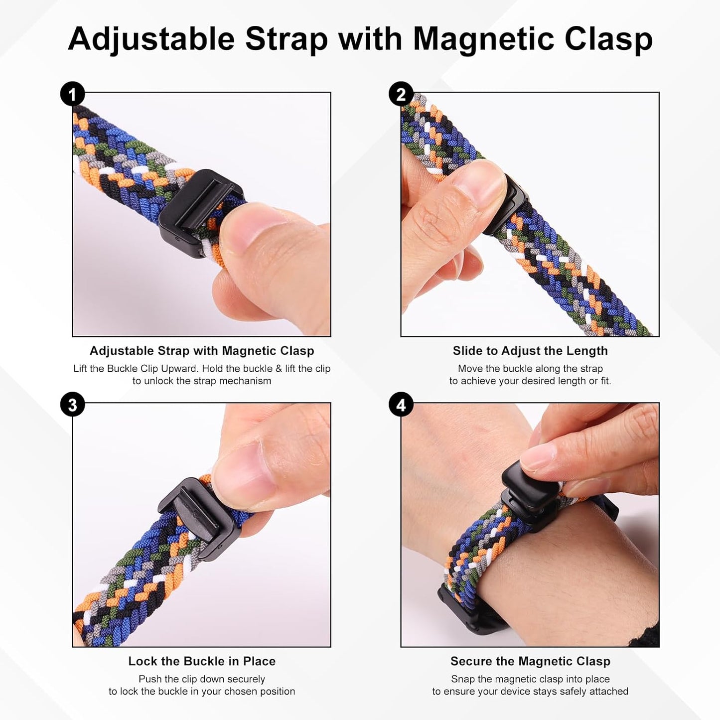 2 Pack Adjustable Braided Wristband Compatible with Plaud NotePin & NotePin S AI Voice Recorder,Breathable Soft