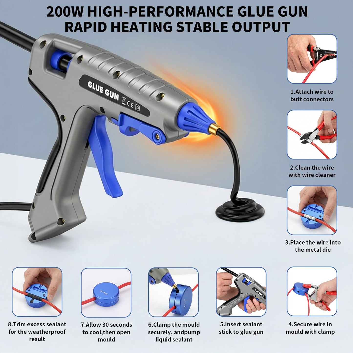 SUSUTA Wire Splice Sealing Kit with 200W Glue Gun for Trailer Repair