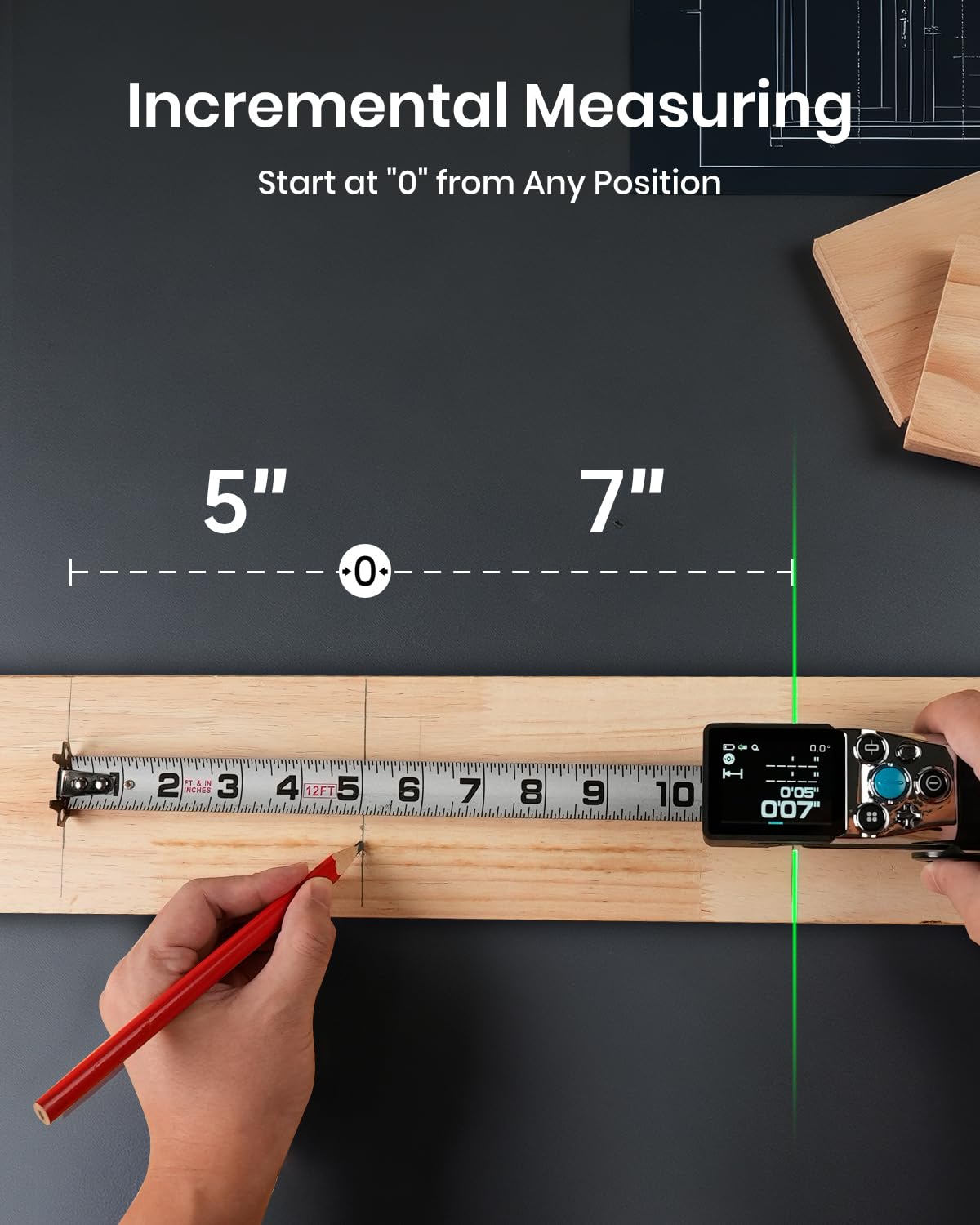 MiLESEEY XTAPE1 Digital Tape Measure with Laser, Fathers Day Dad Gifts 1/32" Accurate Auto Lock Tape Measuring Tool with Green Aligning Laser, Replaceable Tape Modular, P2P, APP Sync, Gift for Men
