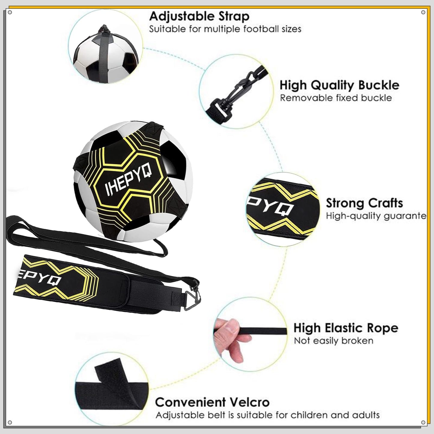 IHEPYQ Soccer Agility Training Equipment Set, 12 Rung 20Ft Agility Ladder, 12 Disc Cones, 4 Steel Stakes, Solo Soccer Trainer, Jump Rope - Speed Training Equipment for Soccer Football Basketball