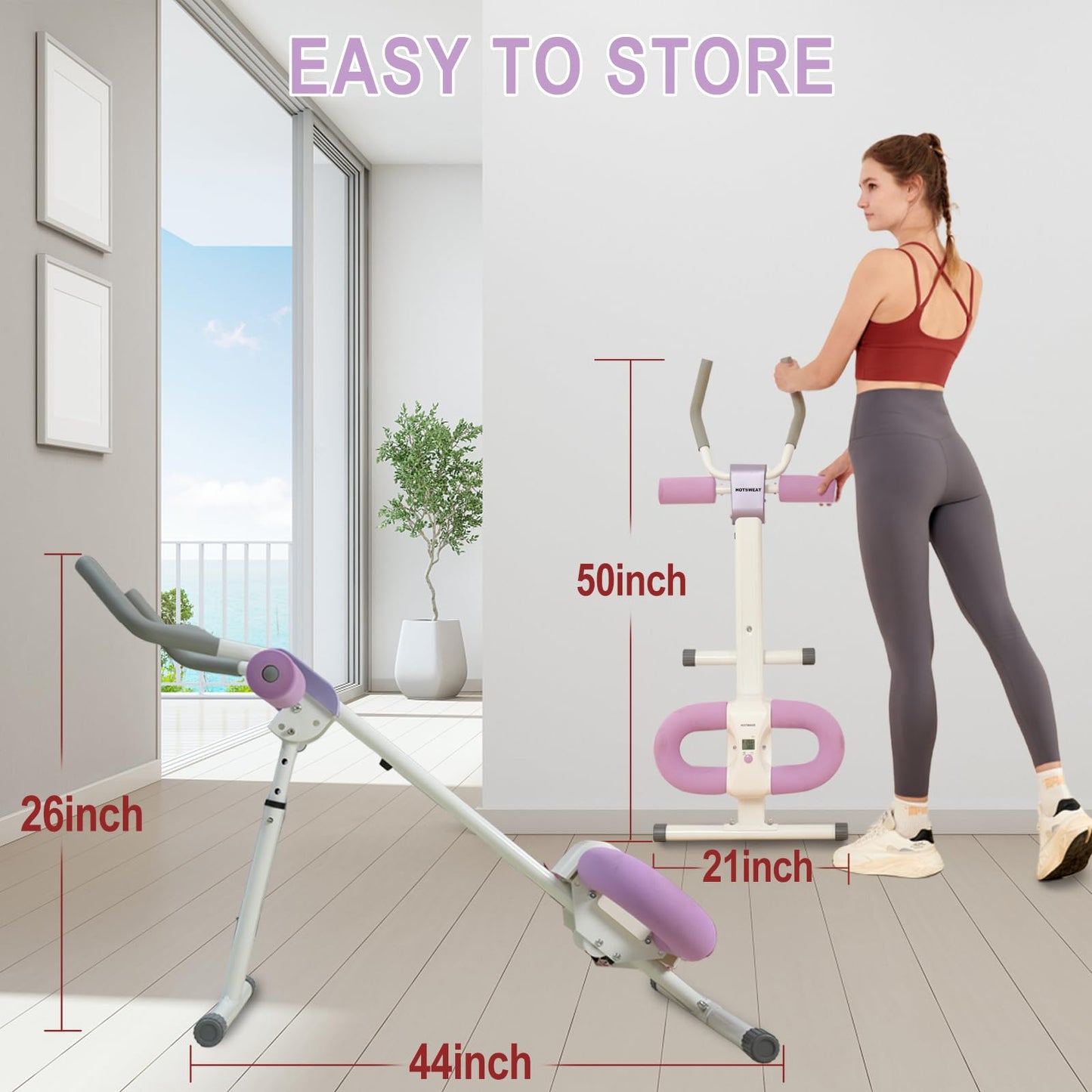 Ab Workout Equipment Abdominal Trainer, Adjustable Ab Machine at Home Gym, Foldable Abdominal Exercise Machine, Core & Ab Trainer Machine for Stomach Workout