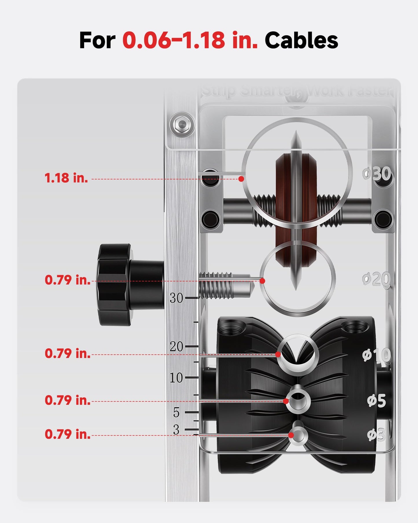 CREWORKS 250W Automatic Wire Stripper Machine, Electric Wire Stripping Machine with Adjustable Speed for 0.06-1.18 in. Cables, Wire Stripping Tool for 1.5 to 30 mm Scrap Copper Cable Wire Recycling