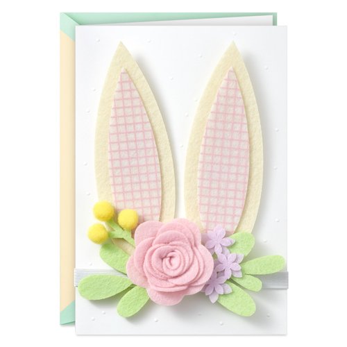 Hallmark Signature Easter Card with Bunny Ears Headband (Somebunny Loves You) for Kids, Grandchildren, Niece