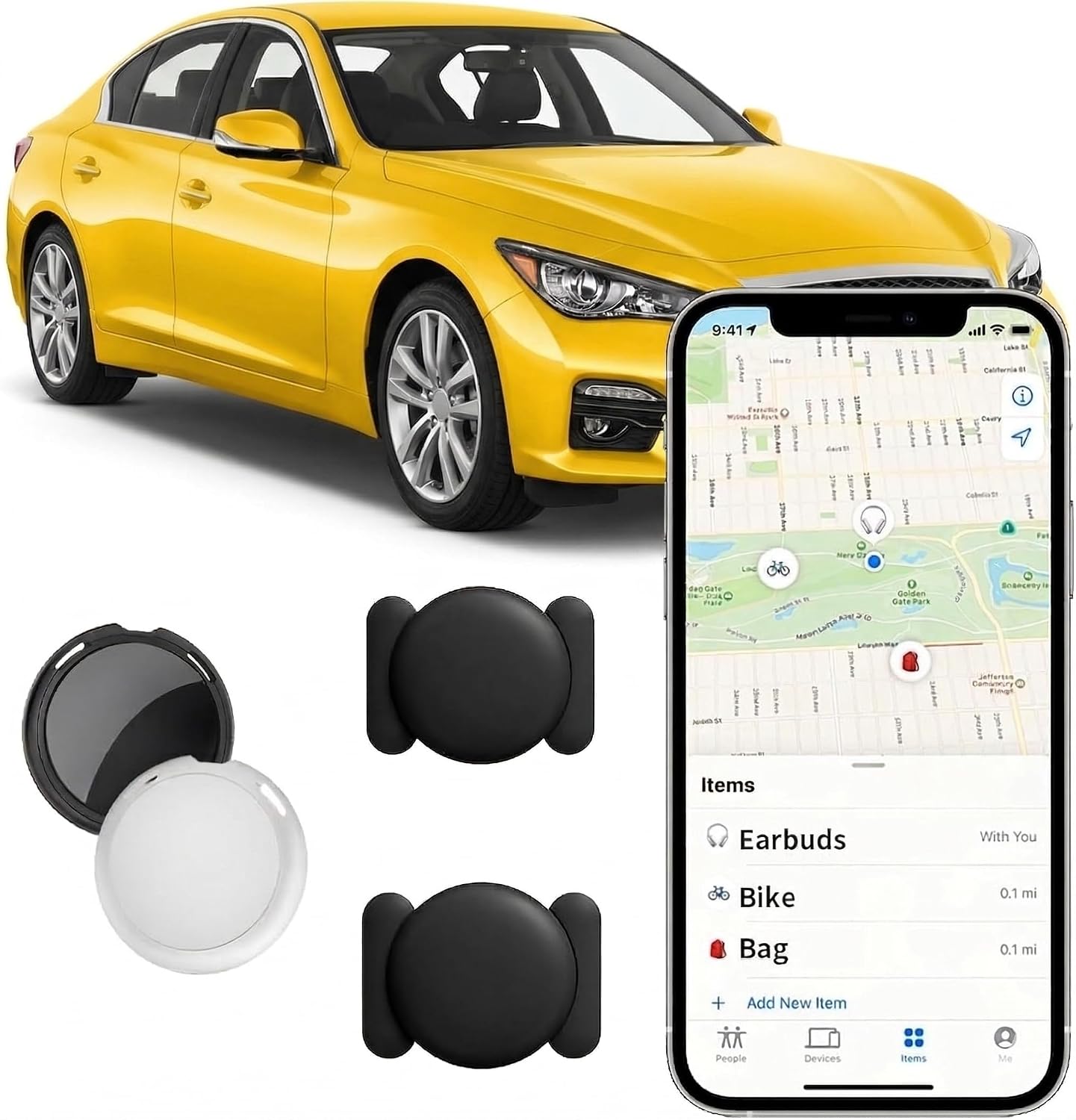 AMZSMT 2 Pack GPS Tracker for Vehicles with Magnetic Case Global Real-Time Bluetooth Tracking Device for Cars Hidden