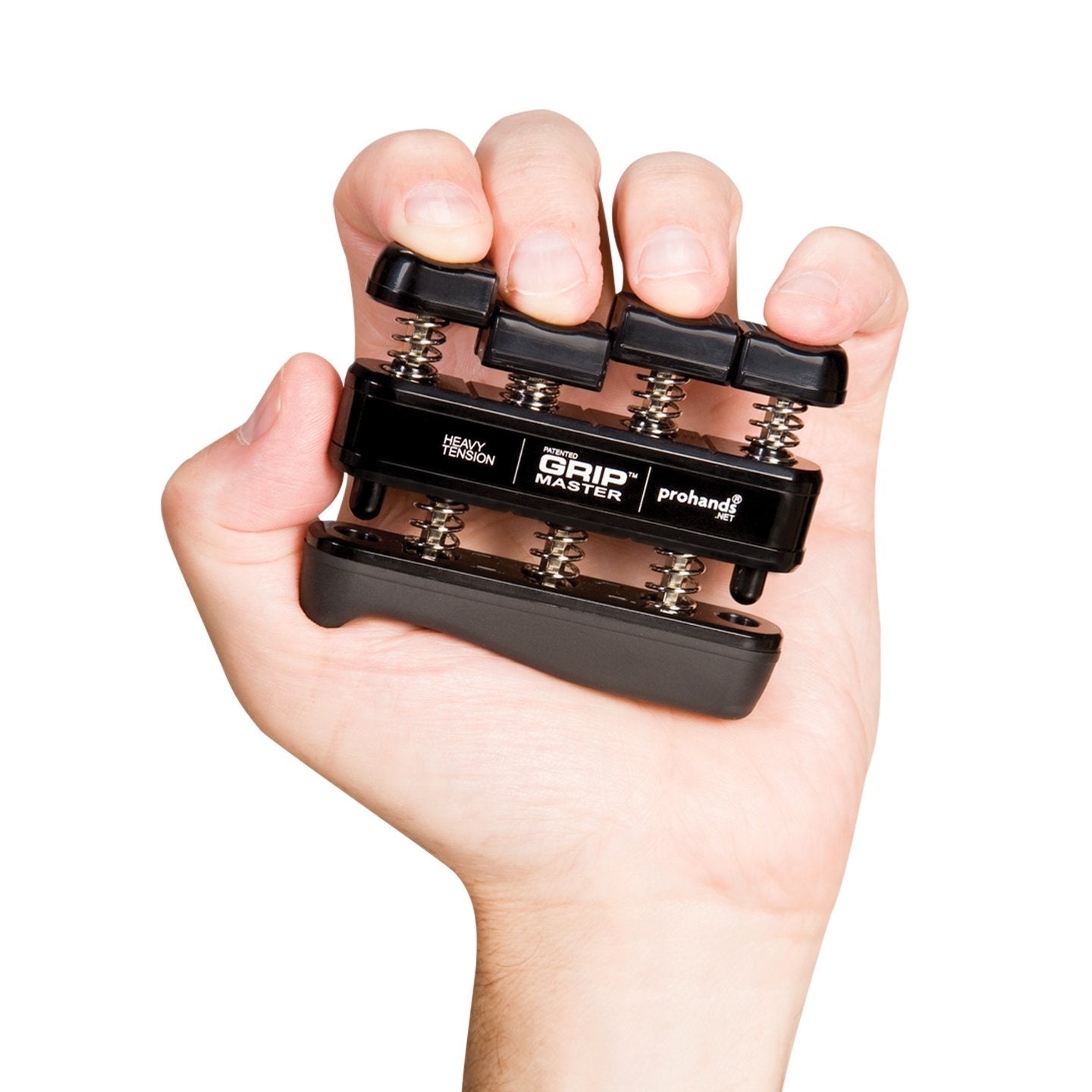 Prohands Gripmaster Hand Exerciser, Finger Exerciser (Hand Grip Strengthener), Spring-Loaded, Finger-Piston System, Isolate and Exercise Each Finger, (9 lb Heavy Tension, Black-Gripmaster)
