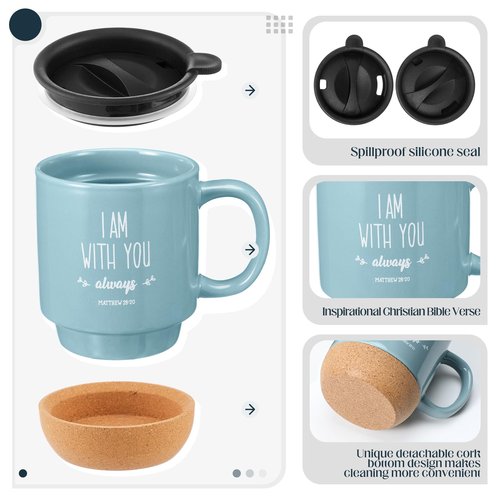 FillTouch 6 Pcs Mothers Day Christian Gifts Mug Bulk 15 oz Religious Cups Cork Bottom Coffee Mugs with Verses Inspirational Gifts for Women Men Bible Study Group Member Church Favors