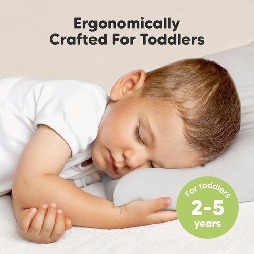 My Little Dreamy Toddler Pillow - Organic Cotton Travel Bed Pillow with Pillowcase | Soft & Breathable, 13x18 Inches, French Gray for Ages 2-5