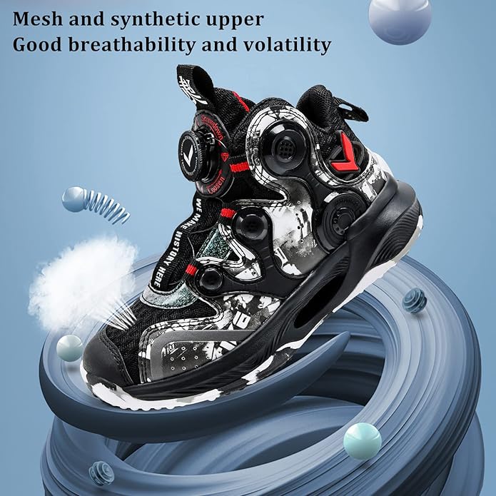 VITUOFLY Kids Basketball Shoes Boys Air Cushion Sneakers Girls Mid Top School Hoops Shoes Non-Slip Outdoor Sports Running Gym Comfortable Durable Little Kid/Big Kid