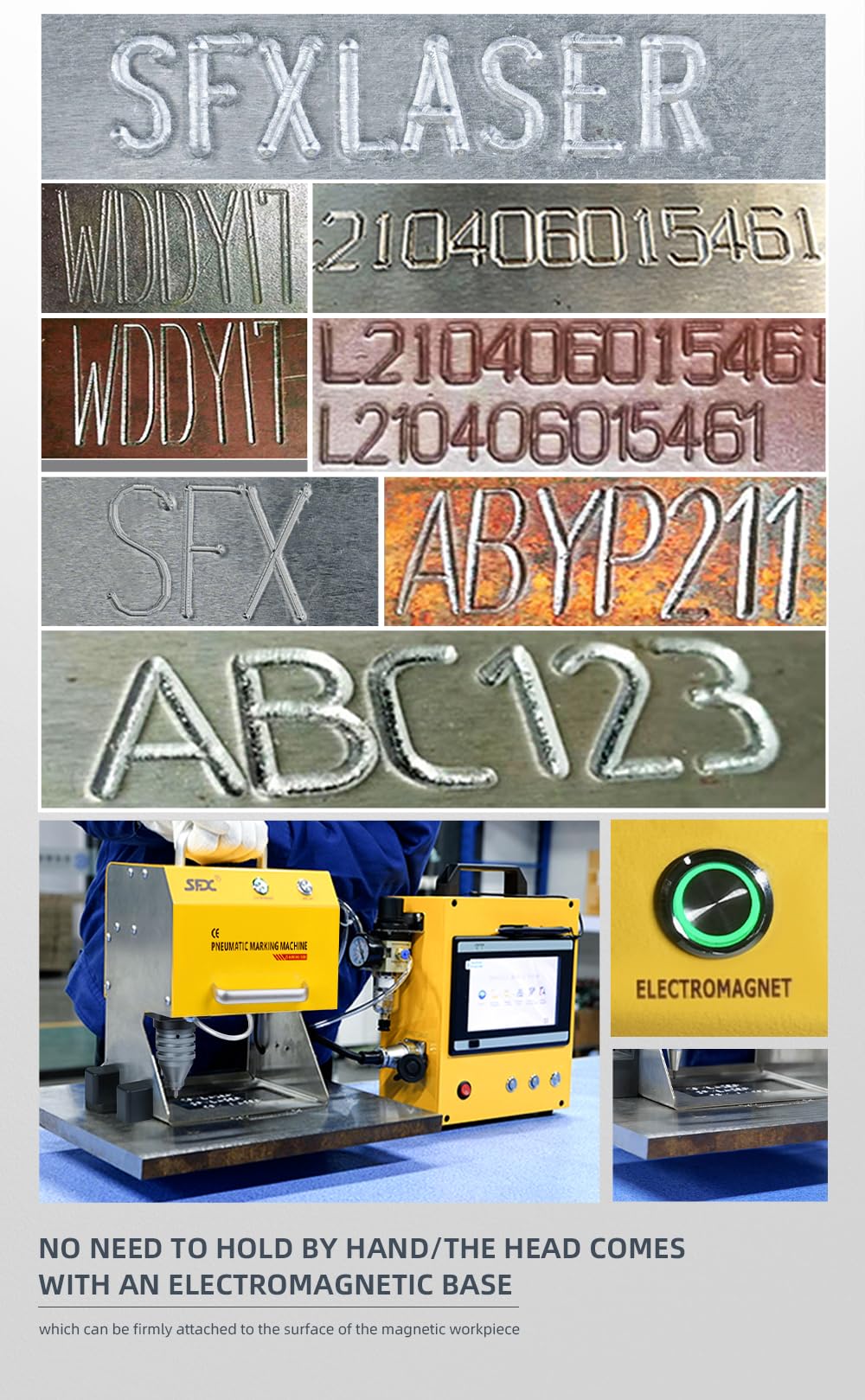US Stock Pneumatic Dot Peen Marking Machine Metal Engraving Machine Pneumatic Marking Machine Marking Field 120×50mm for Letters, Serial Numbers, VIN Code, Chassis Number, Date, Graphics,etc.