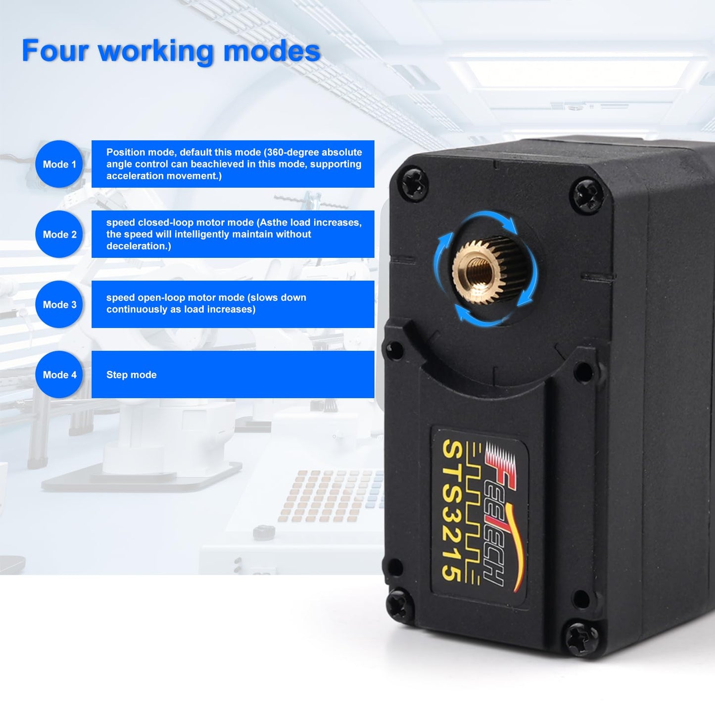 RCmall Feetech STS3215 Digital Servo Motor, High-Torque 19KG, 7.4V Dual Axis TTL Serial Bus Control, 360° Magnetic Encoder, Feedback Function, Black, 6-Pack