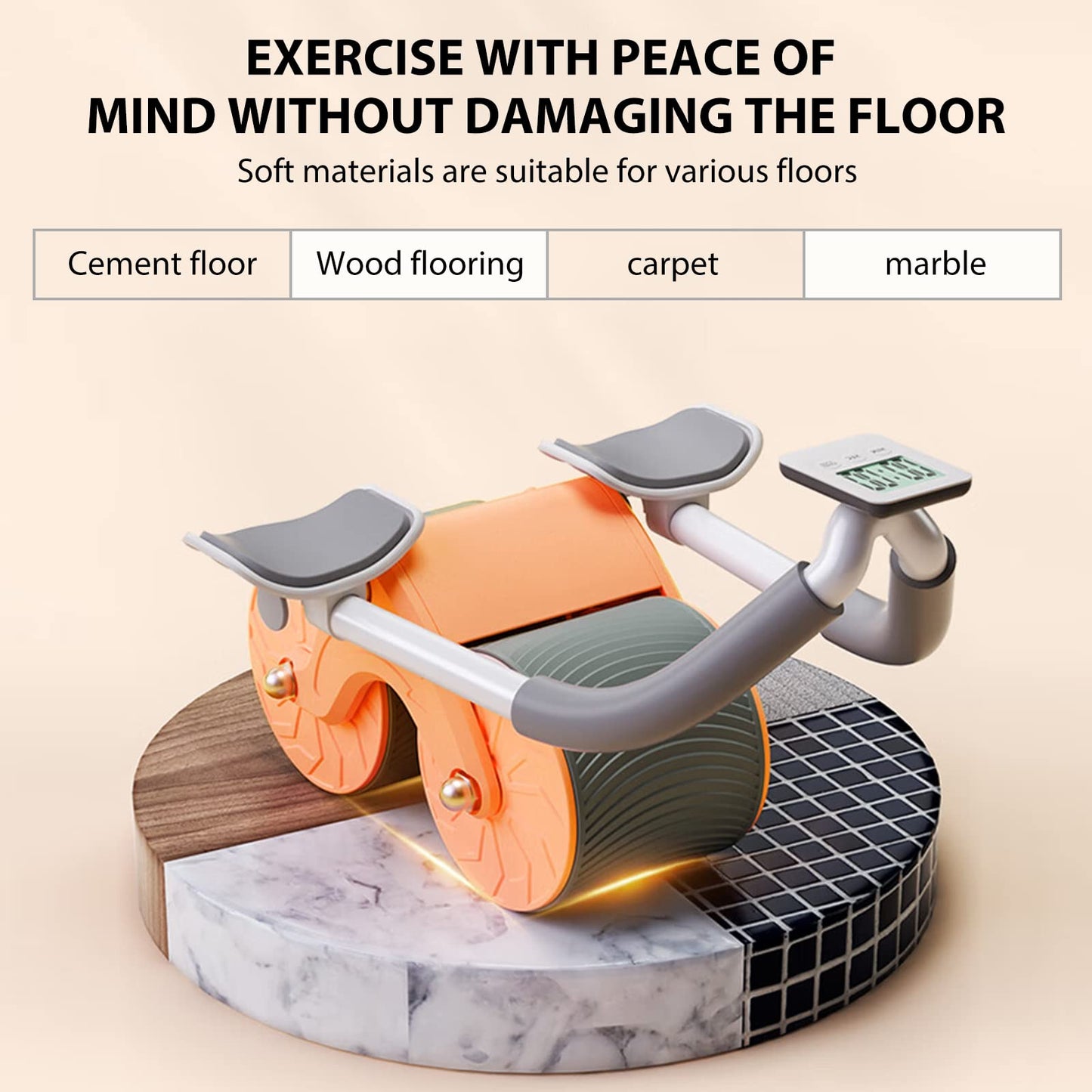 Uota Elbow Support Automatic Rebound Abdominal Wheel，Ab Roller for Abdominal Exercise Machine，Abs Workout Equipment，Dolly Core Strengthening Trainer Fitness Belly Training