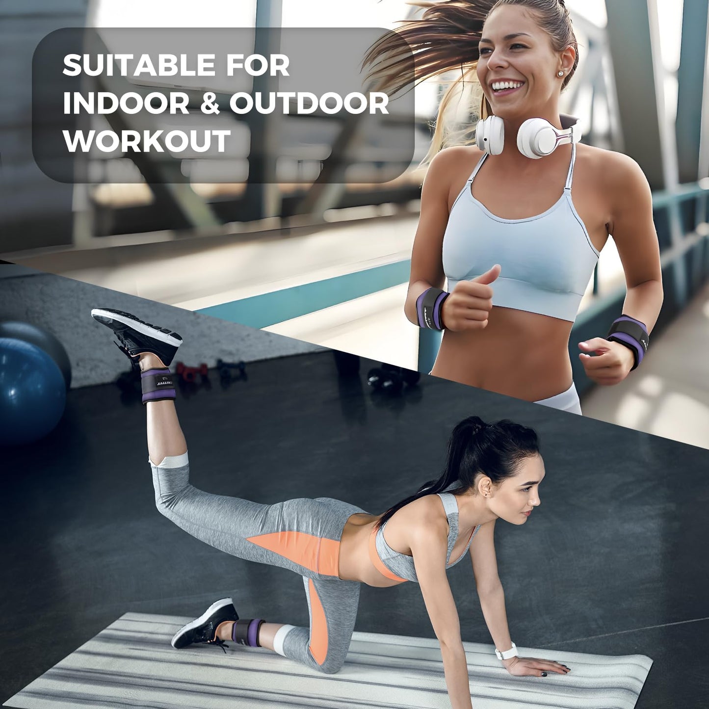 RitFit Ankle Weights - A Pair of 2/3/4/6/8/10 LBS, Wrist Weights with Adjustable Straps for Women & Men, Leg Weights for Walking, Running, Yoga, Gym, Workout, Physical Therapy