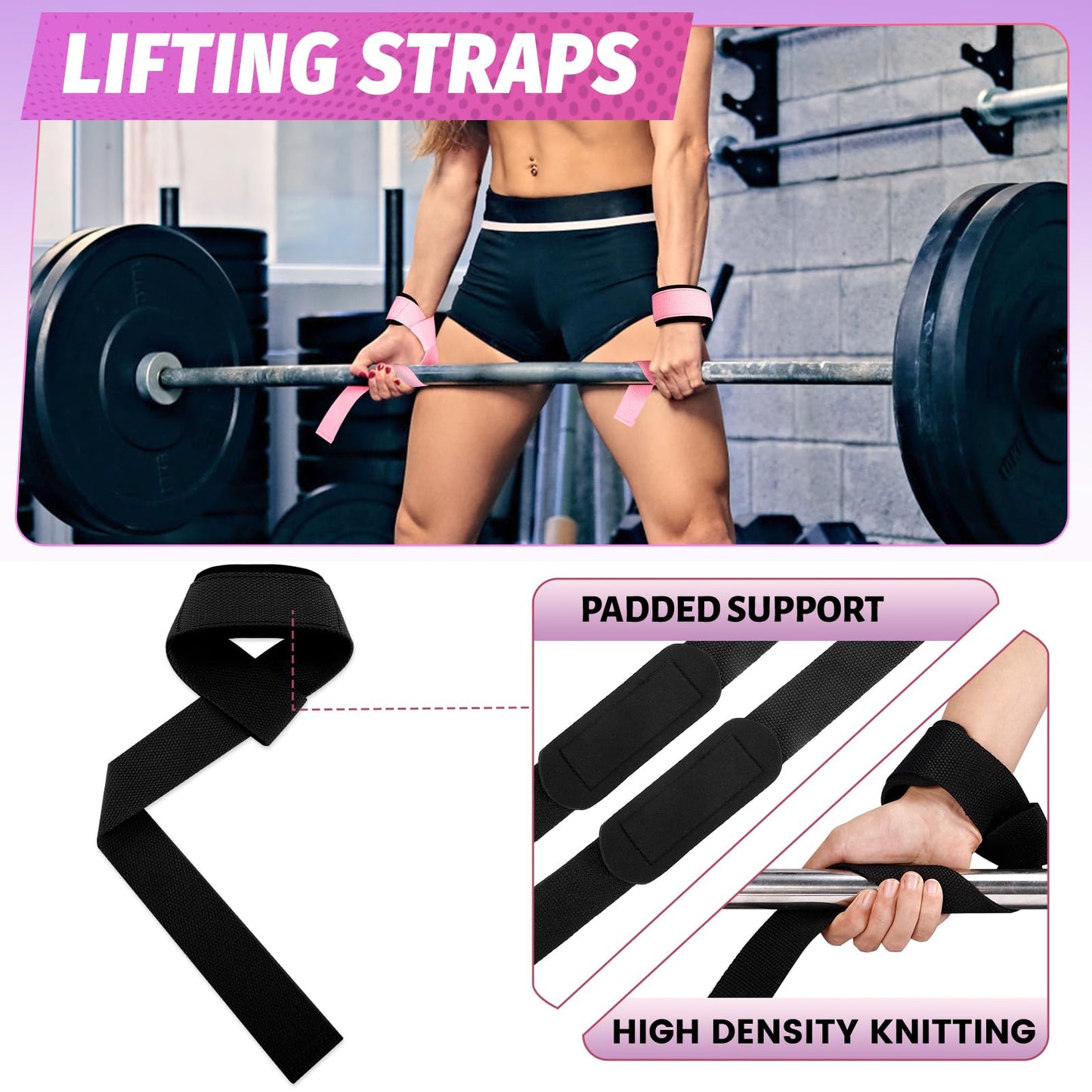 Turakun Gym Barbell Pad Set: Hip Thrusts Pad for Squats Ankle Strap for Cable Machine Hip Resistance Band Weight Lifting Strap and Carry Bag Gym Equipment Accessories, Black