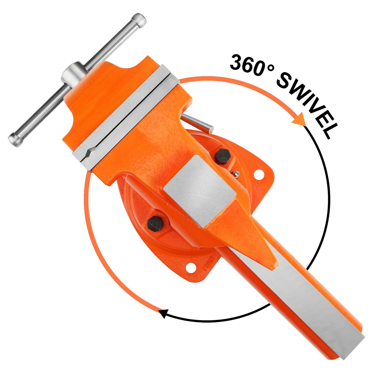 PONY Heavy Duty Bench Vise, 5-inch Jaw Width 7-inch Jaw Opening, 360-Degree Swivel Base with Anvil, Utility Combination Pipe Home Vise for Woodworking, One-Pair Vise Jaw Pad Included