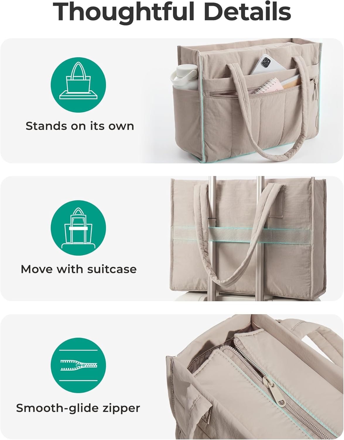 15.6 Inch BAGSMART Tote Bag for Women Puffer Laptop Work Bag Large Purse Shoulder Handbag Crush Bow Tote with Insulated