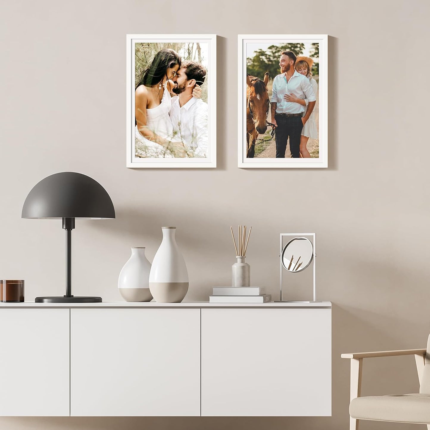Upsimples 12x18 Picture Frame Set of 5 - Display 11x17 or 12x18 Photos | White Wall Gallery Frames