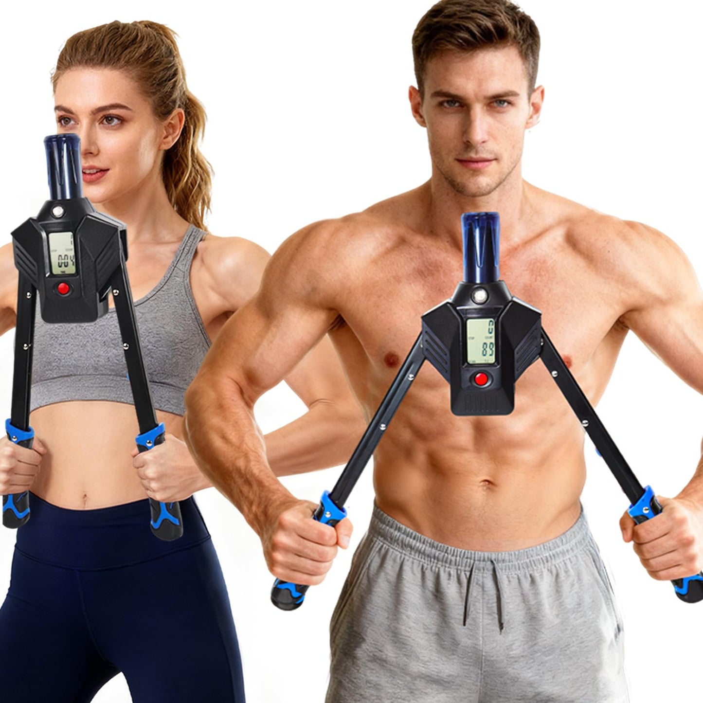 Vyrelis Hydraulic Power Twister Adjustable 22–440 lbs – Arm Chest Exerciser with Digital Display, Safe No Snapback Design, Forearm & Upper Body Strength Trainer for Home Gym (Blue)