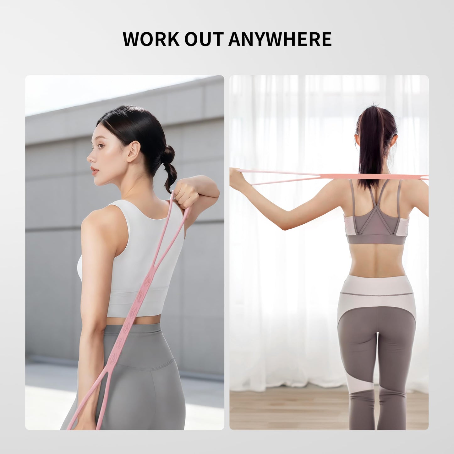 PROIRON Figure 8 Resistance Bands with Handles Exercise Band 15/25/35LB Stretch Bands for Yoga arm Chest and Shoulder Stretch Resistance Band for Women- Set