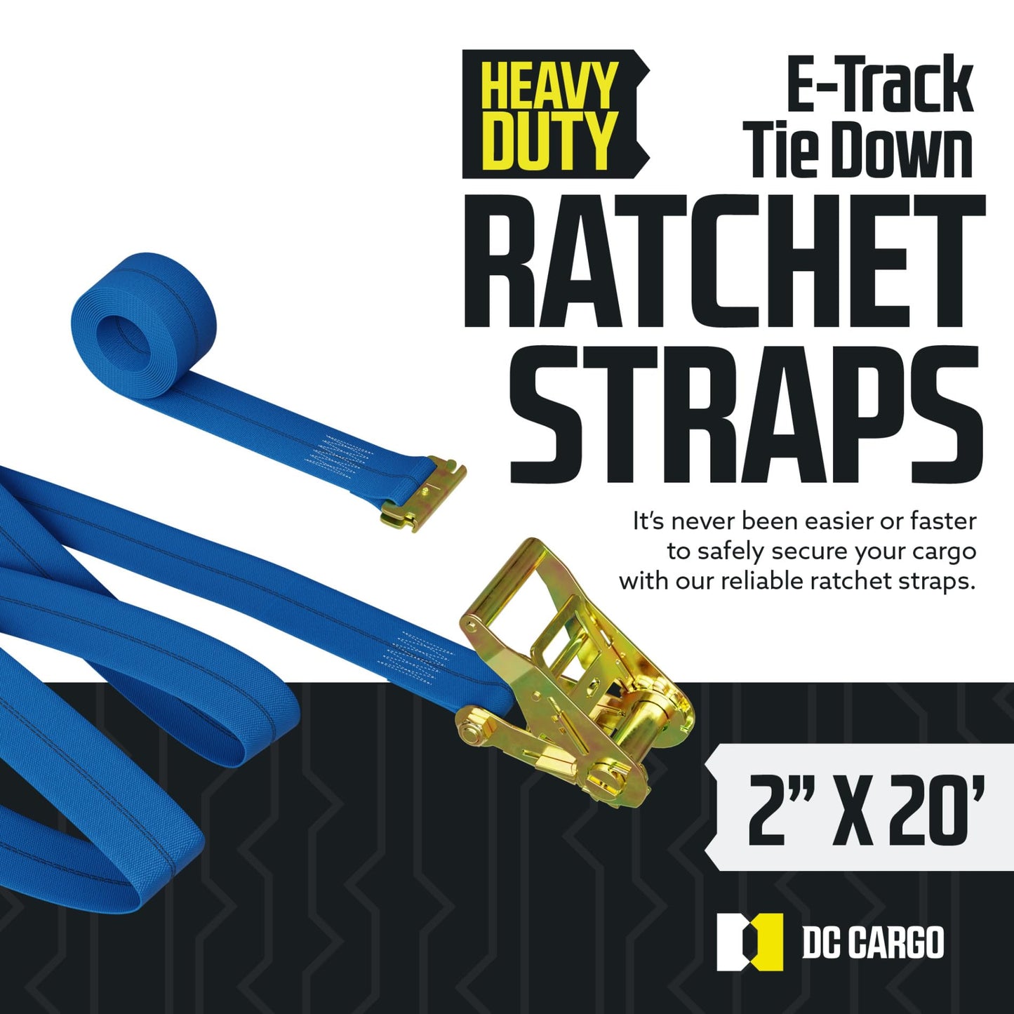 E Track Ratchet Straps Cargo Tie-Downs, (Pack of 20) 2 x 20 Heavy Duty Blue Tie-Down Rachet Straps, Strong Ratchet Strap, E Track Spring Fittings, Tie Down Motorcycle