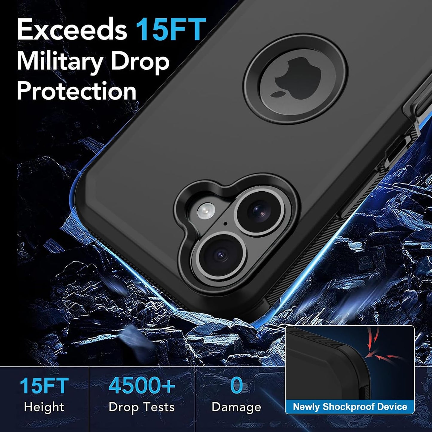 Aimoll-88 16 2 3 16 for iPhone Case, with Screen Protector Heavy Duty Drop Protection, Full Body Layer Rugged