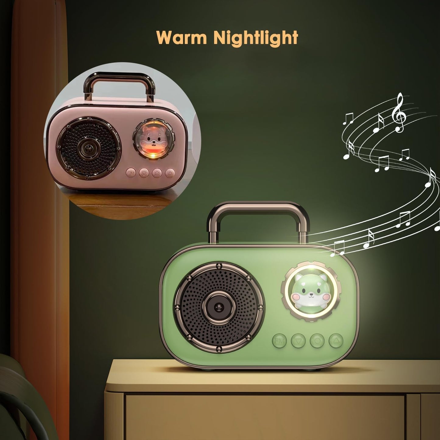 SpringFlora Sound,4H Wireless Bluetooth Speaker, Cute Mini Portable Speaker,Loud Playtime, Mic,TF/SD Card, Aux