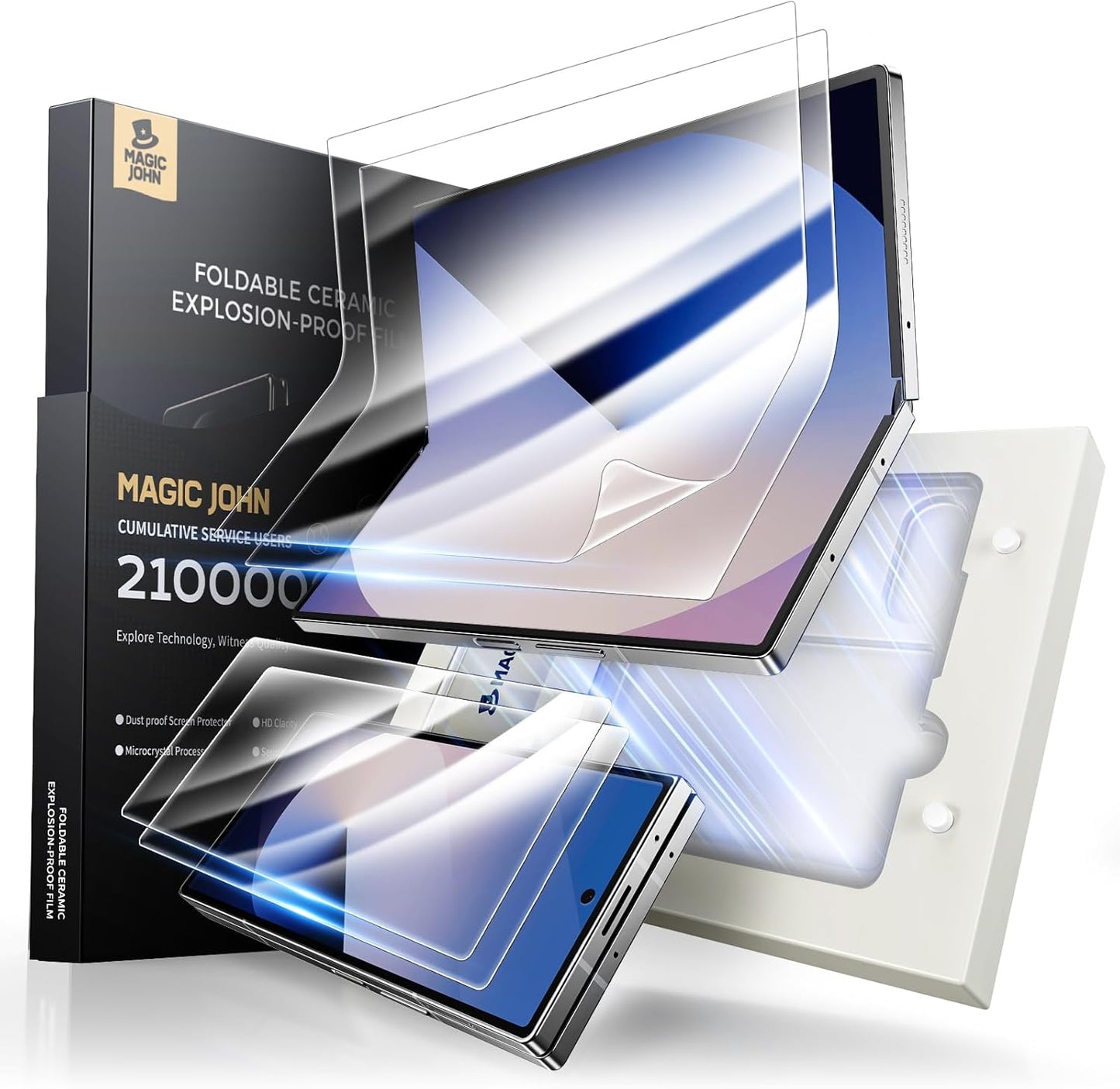 6 2 Pack MAGIC JOHN for Samsung Galaxy Z Fold Screen Protector [Not Glass], Inner Flexible PET Film & Front Film