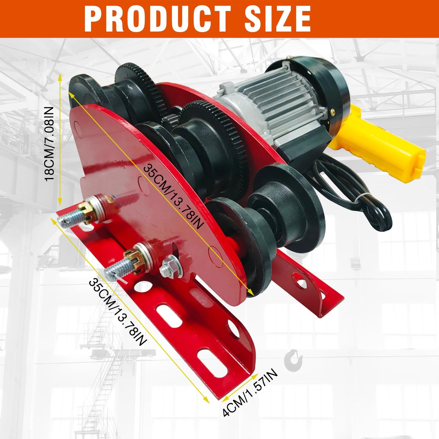 Dremvoist Electric Trolley for Power Hoist, 1 Ton 2204 LBS Electric Hoist Trolley, 2.68"-4.33" Adjustable Beam Flange Width, for PA200-PA1000 Hoists Push Geared Overhead Crane Heavy Duty Wheels System