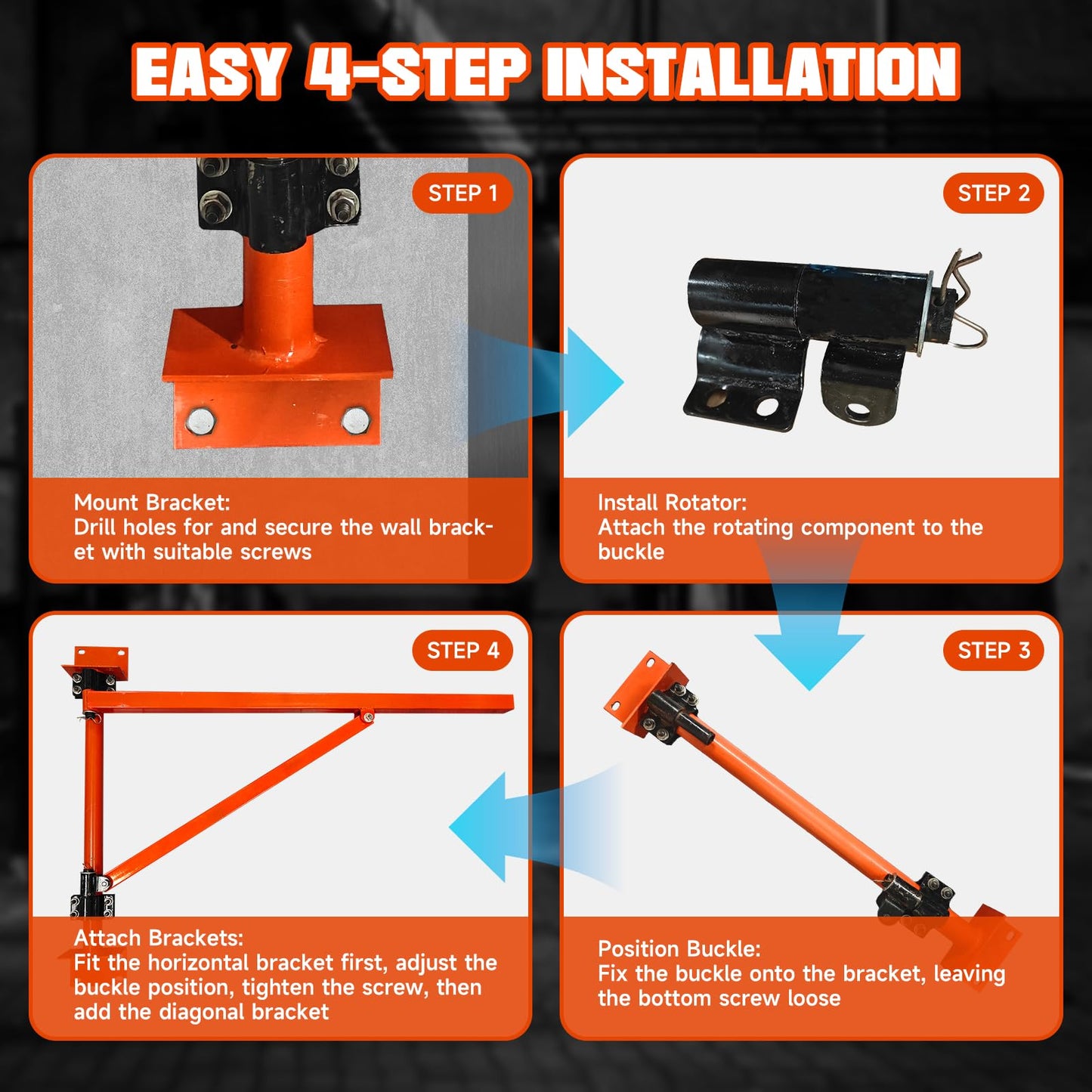 Wall Mount Jib Crane Hoist Bracket, 660lb Load Capacity Heavy Duty Electric Hoist Support Bracket, 180-Degree Rotatable Electric Scaffolding Lift, Ideal Jib Crane Bracket for Efficient Lifting