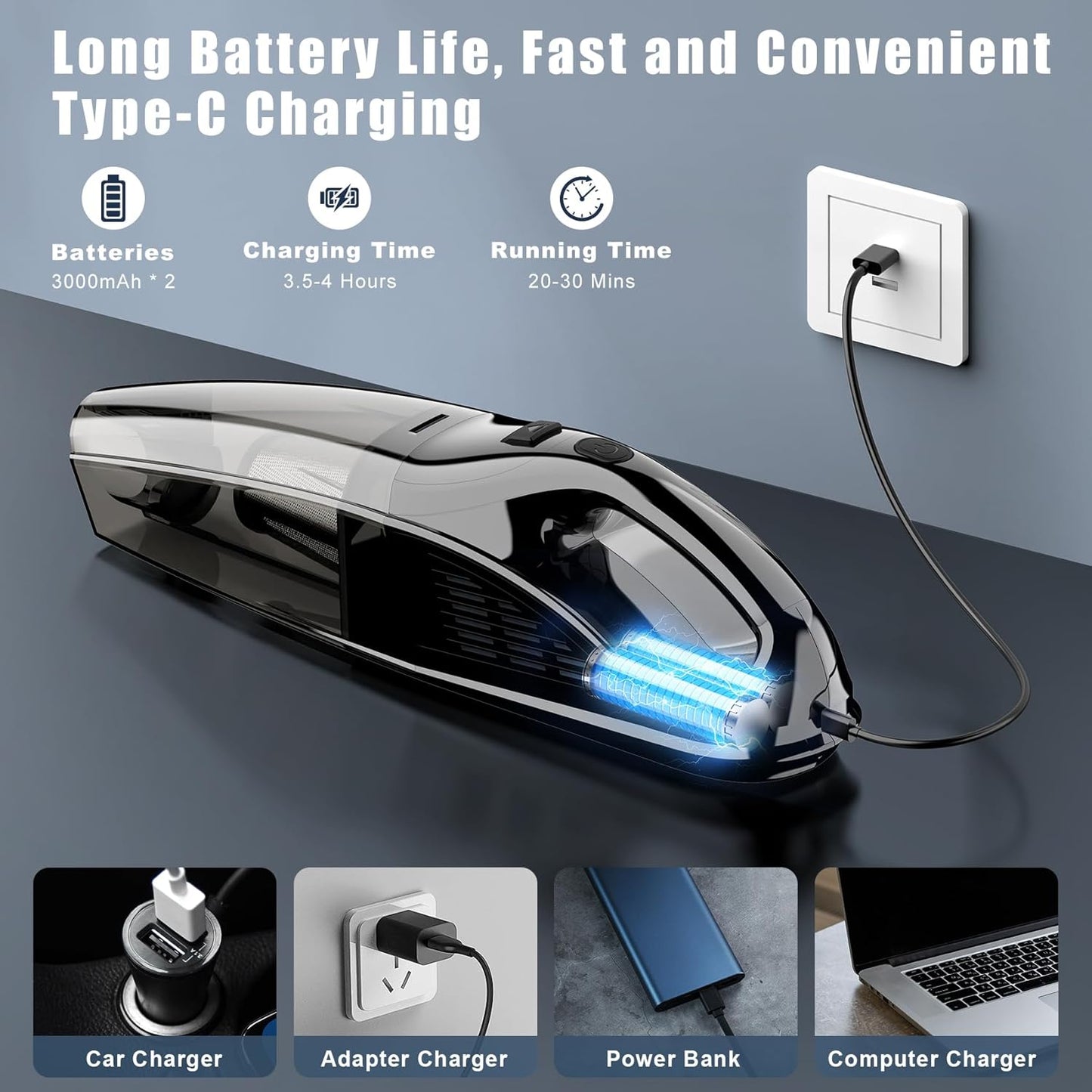 Upbooz Handheld Vacuum - Cordless Portable Mini Vacuum with 7500Pa Suction | 670ML Capacity for Car, Office, Home & Pet Hair