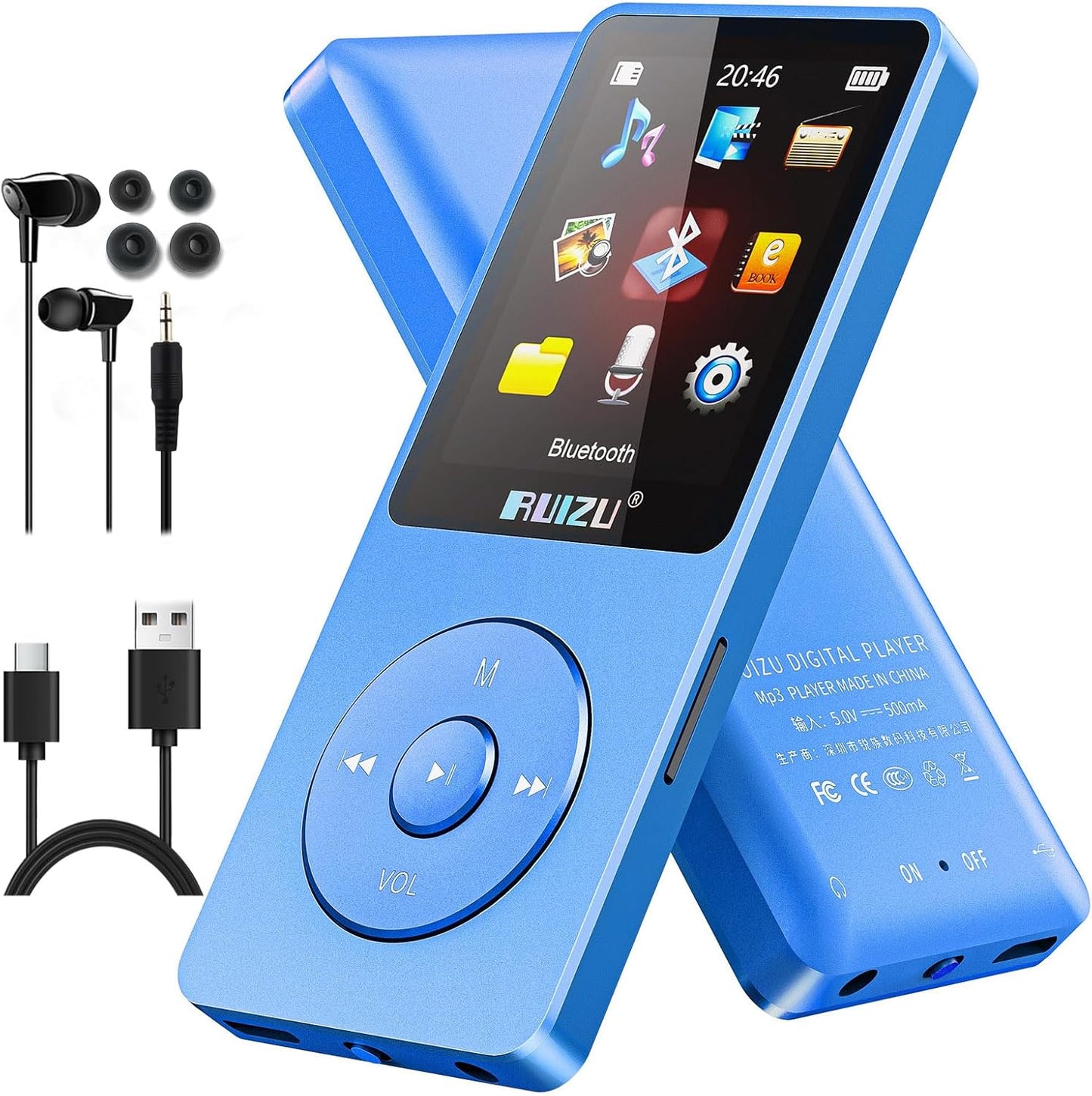 RUIZU 64GB MP3 5.3, 0.055 lbs, 80 128GB Player with Bluetooth Weight Portable Music Player for Kids, Sports, FM Radio