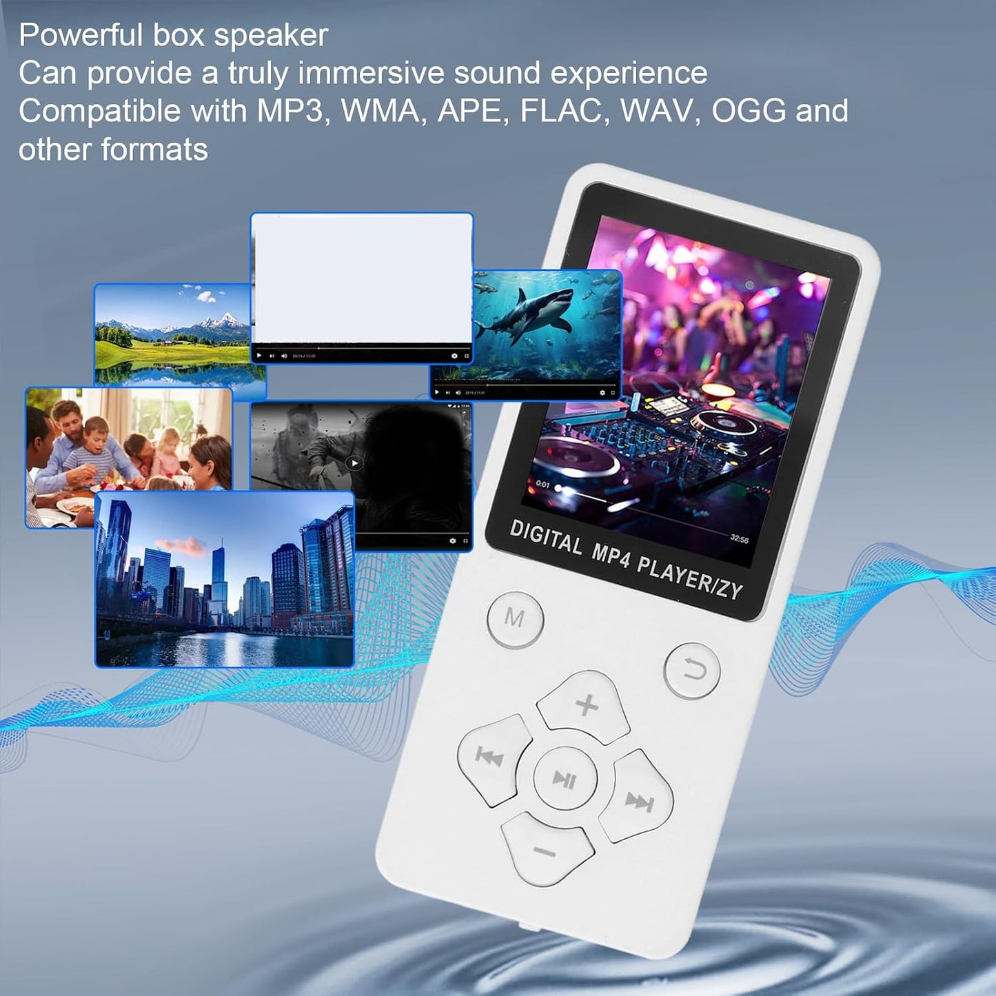 Jectse MP3 1.8 Inch Mp3 128GB Player with Bluetooth, HiFi Sound Screen Portable Music Player Digital Audio Player Noise