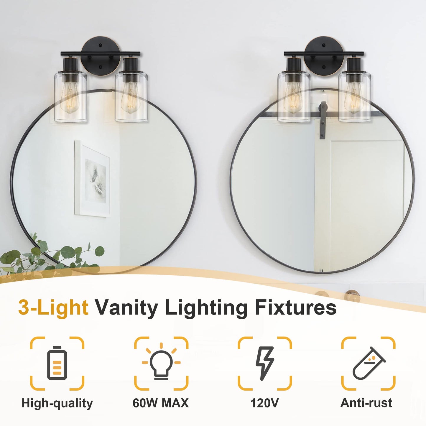 Pia Ricco 2-Light Bathroom Vanity Light Fixtures, Oil Rubbed Bronze, Glass Shades, Model 41922