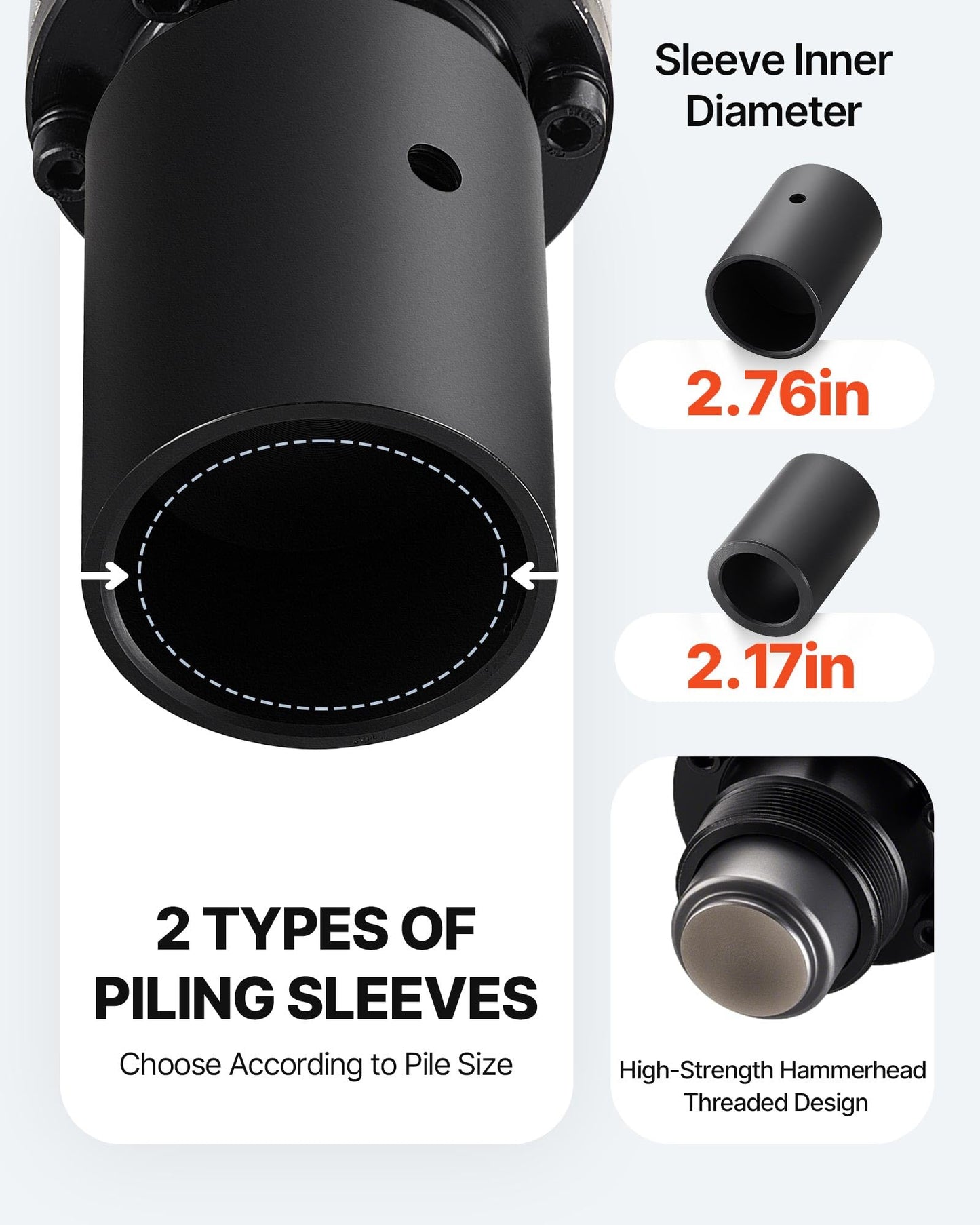 VEVOR Electric T Post Driver, 2200W Handheld Powerful Post Pounder, with 2.17 in/55mm, 2.76 in/70mm Sleeves, for Fence, Metal Fencing, Farm, Garden, Construction, Landscaping Projects