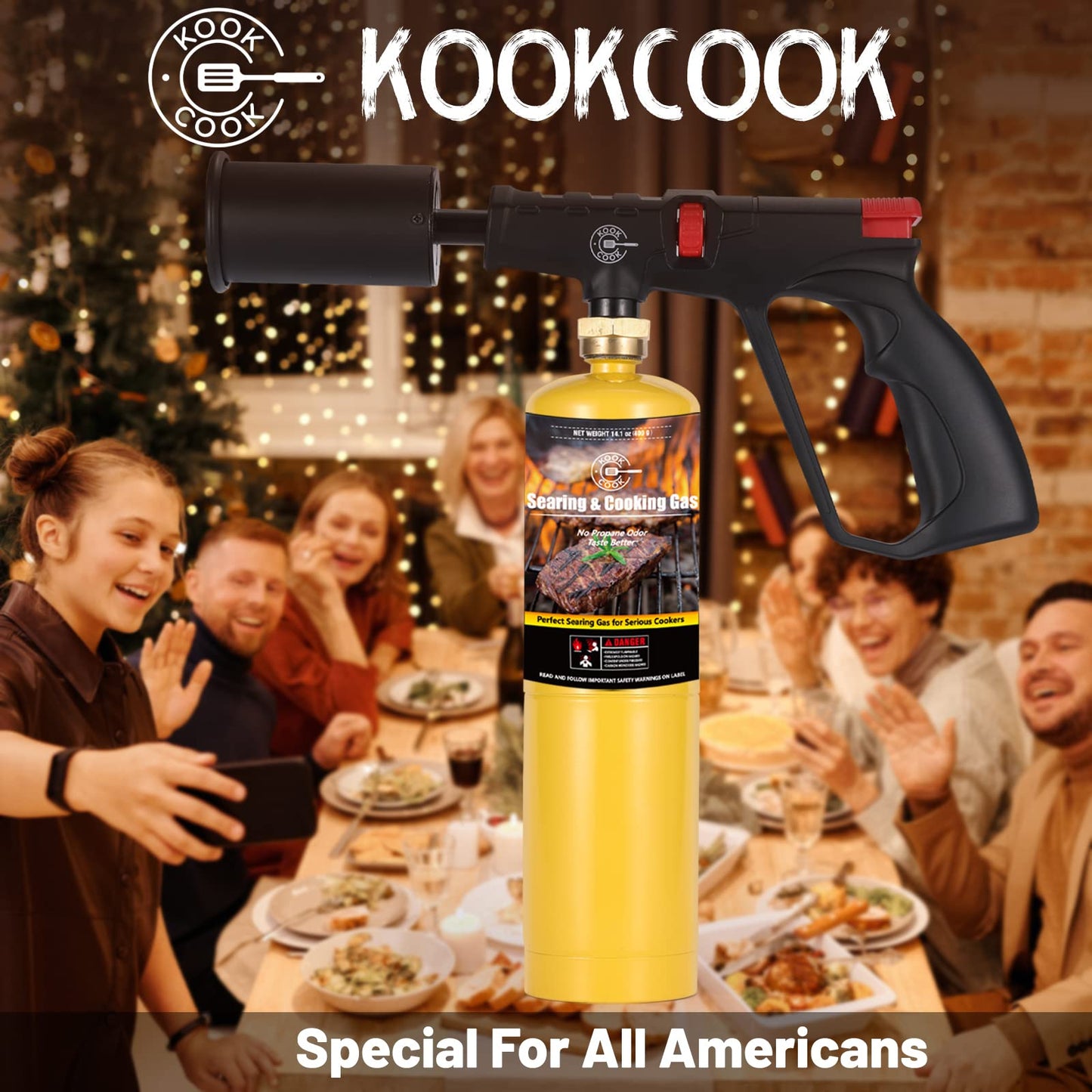 KookCook 14.1oz MAPP Gas 12 Packs Kit 99.99% High Purity Equal to MAP Gas Hotter than Propane No Odor Cooking Searing Camping Gas to Broil Sous Vide for Welding Brazing Soldering Propane Torch Head