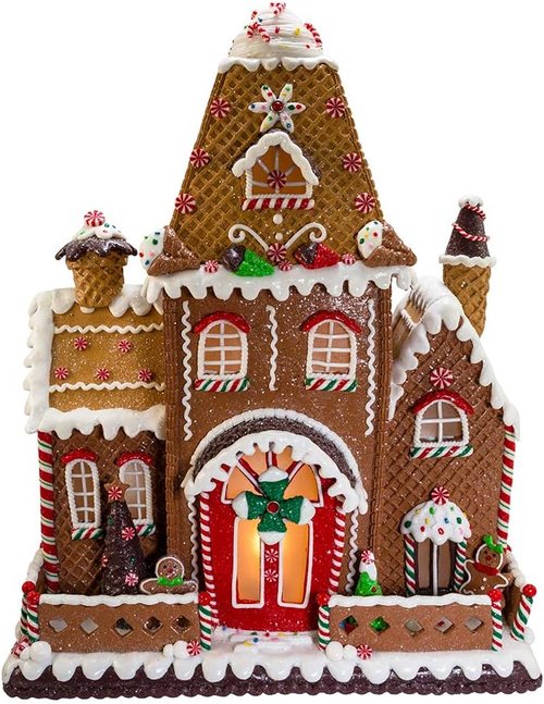Kurt S. Adler | 16" Fancy Claydough Gingerbread House Tablepiece - Festive Holiday Decor