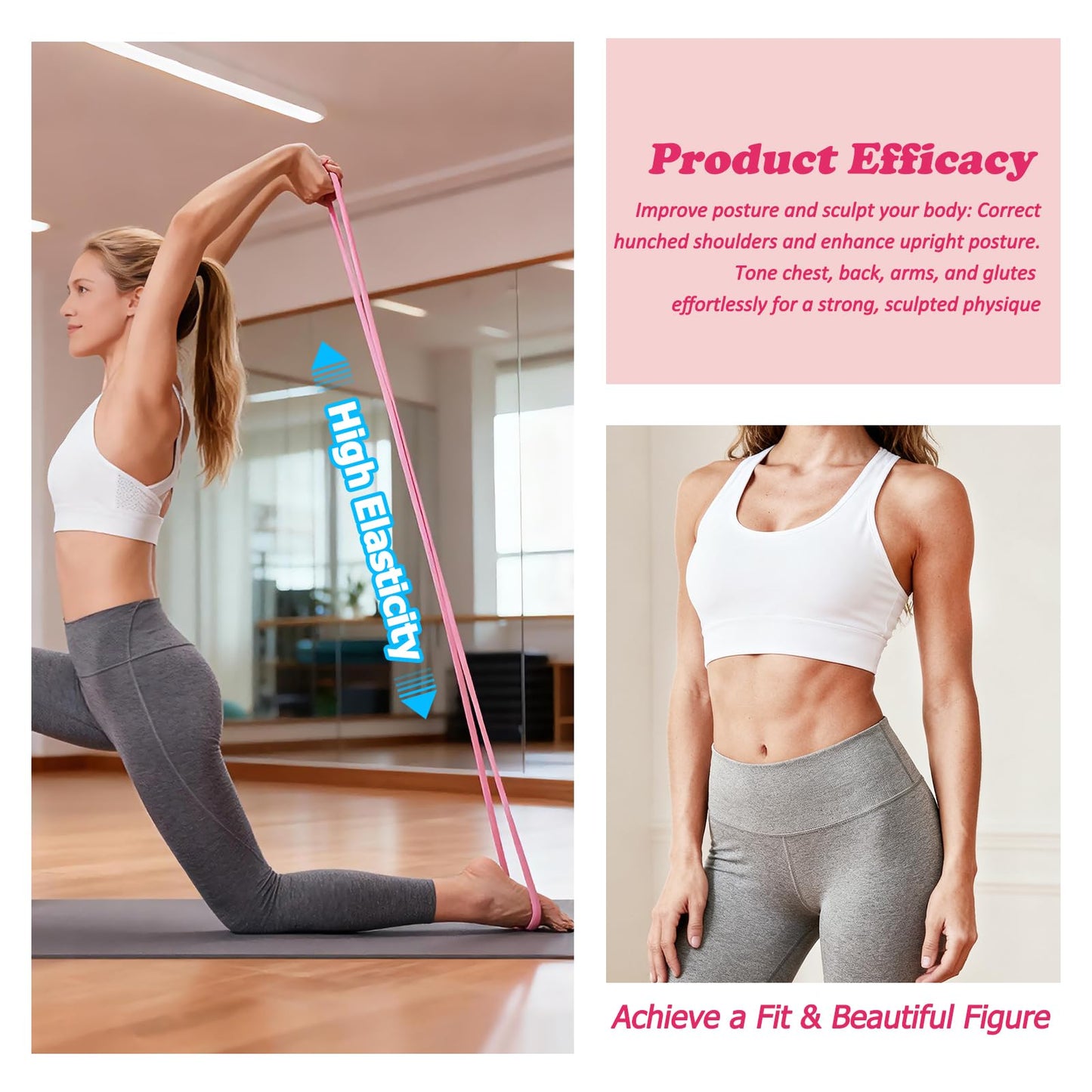 Figure 8 Resistance Band (25 lbs Resistance Level), Exercise Bands with Handles for Women & Men, Full Body Workout Bands for Arms, Back, Shoulders, and Legs, Portable Fitness Gift for Home Gym