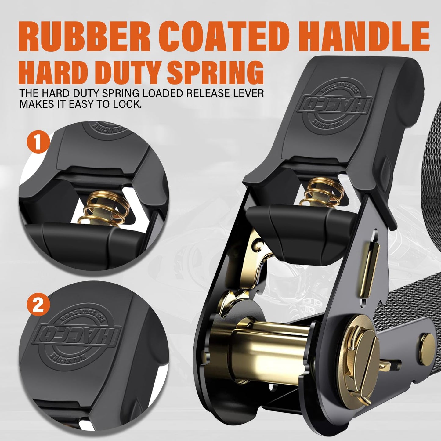 Haccoplanet Ratchet Tie Down Straps, 2340lb Break Strength, 4pc 1inch x 16FT Tie Down Strap Set with Padded Handles & Coated S Hook W/Safety Clip, Cargo Strap Tie Down for Motorcycle, Truck (Black)