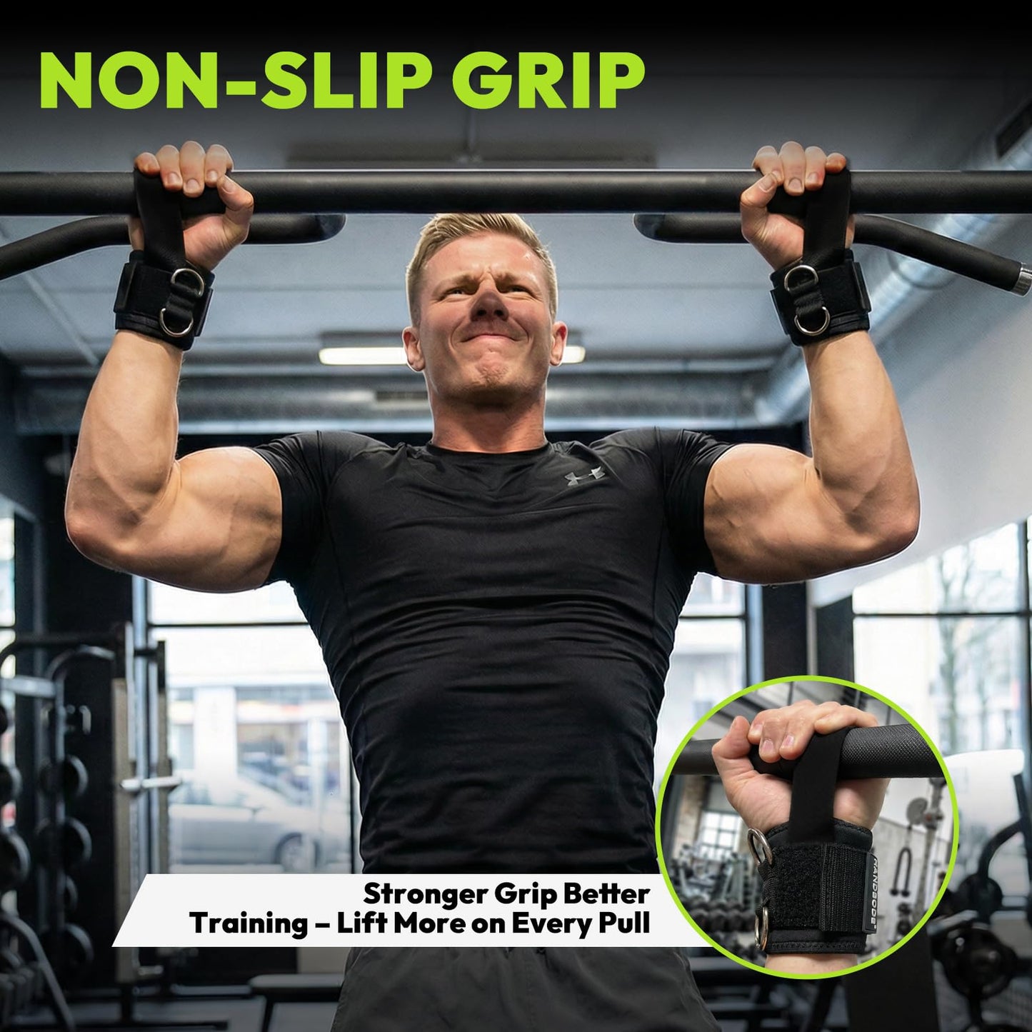 HANDBODE Lifting Wrist Straps for Weightlifting, Gym Wraps with Double D-Ring for Secure Grip, Deadlift, Pull Up, Bodybuilding, Cable Workout, Fit Men Women, Extra-Long Padded, Nylon