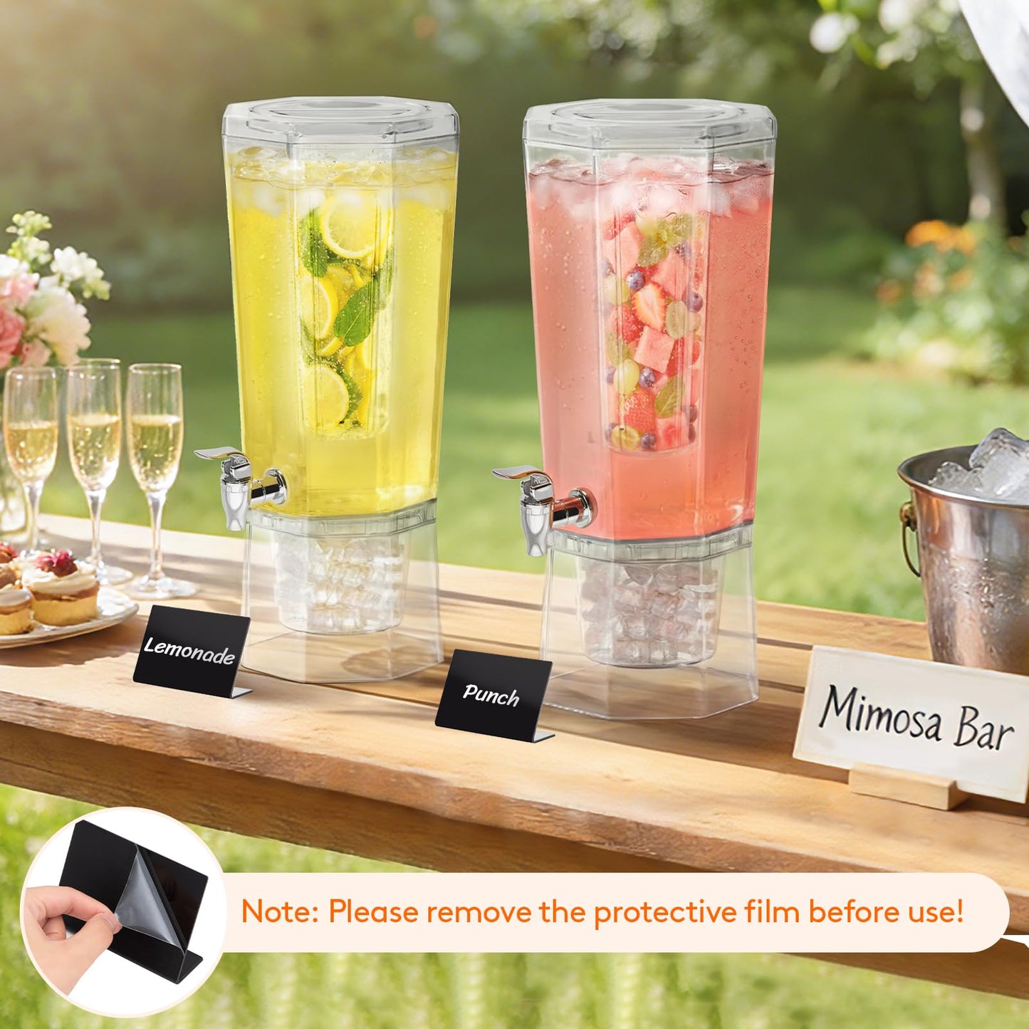 Lifewit 1.6 Gallon Drink Dispenser for Parties 2 Pcs, Large Plastic Beverage Container for Juice/Tea/Soda with Stand & Ice Core, Clear Lemonade Dispenser with Spigot, BPA Free Water Pitcher for Fridge
