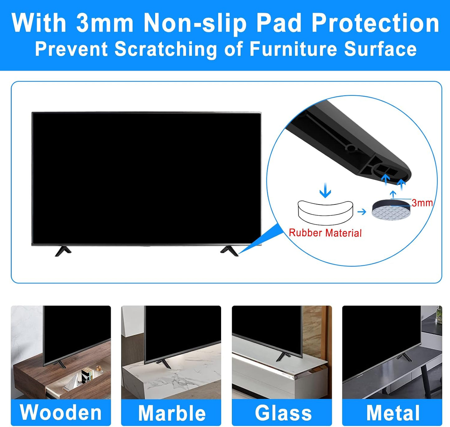 Chunxiao 32" 40" 43" 49" 50" 55" Upgraded TV Legs for TCL Roku TVs Hole - TV Base Stand for TCL Roku TV Stand Legs