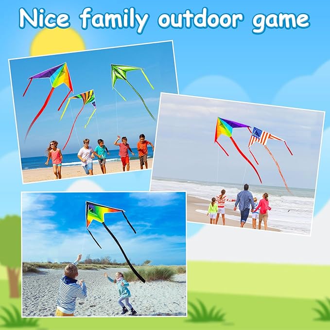 Kite for Kids Adults Easy to Fly, Rainbow Kites for Toddlers Age 3-5 Beginners, Kites for Kids Ages 4-8 8-12 Easy to Fly in Low Wind- Kite for Family Beach Outdoor Games and Activities