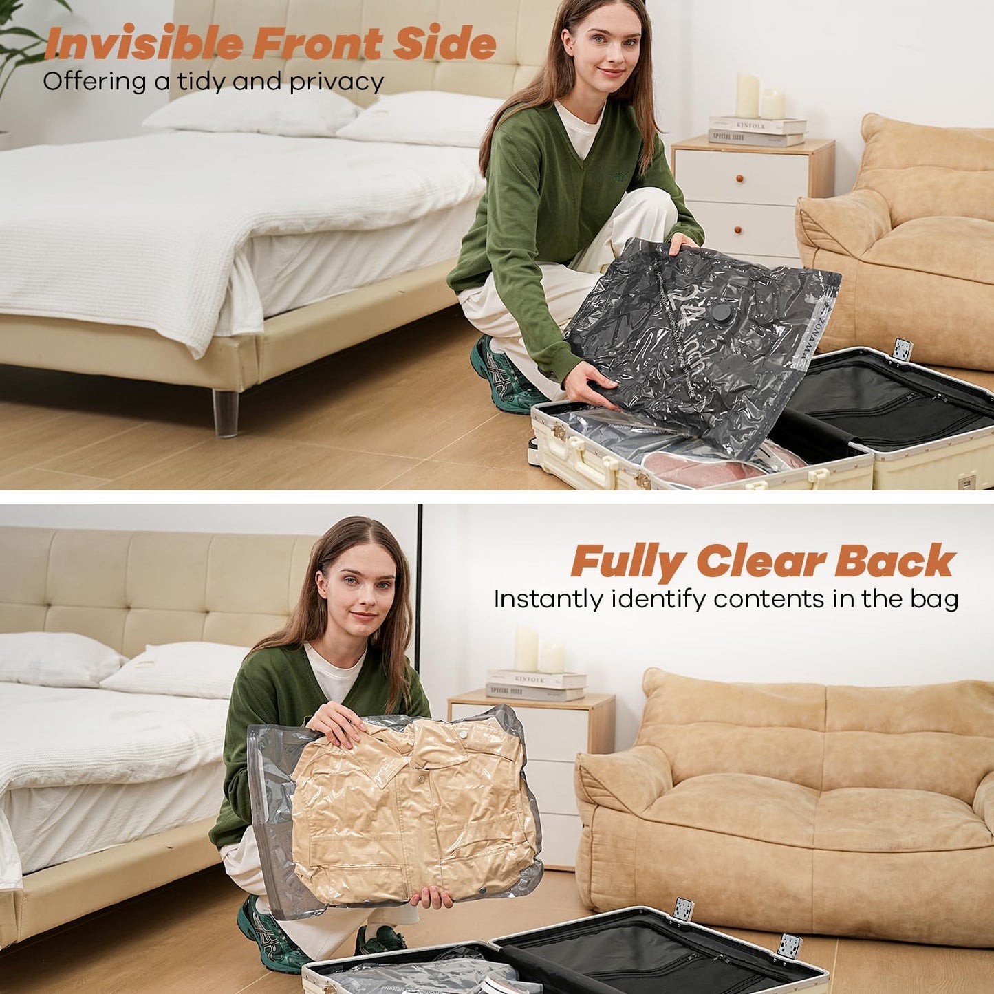 Skiennix Vacuum Storage Bags - 22 Pack Travel Essentials with Wireless Rechargeable Air Pump | Space Saver for Luggage & Home Clothing Storage