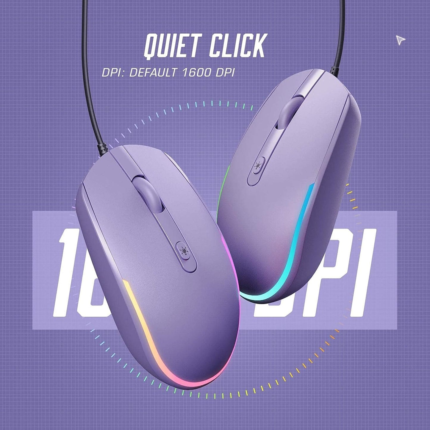seenda Wired Mouse - USB Computer Mice Wired with RGB Backlit Optical LED Mouse with Attached USB Cord for Laptops