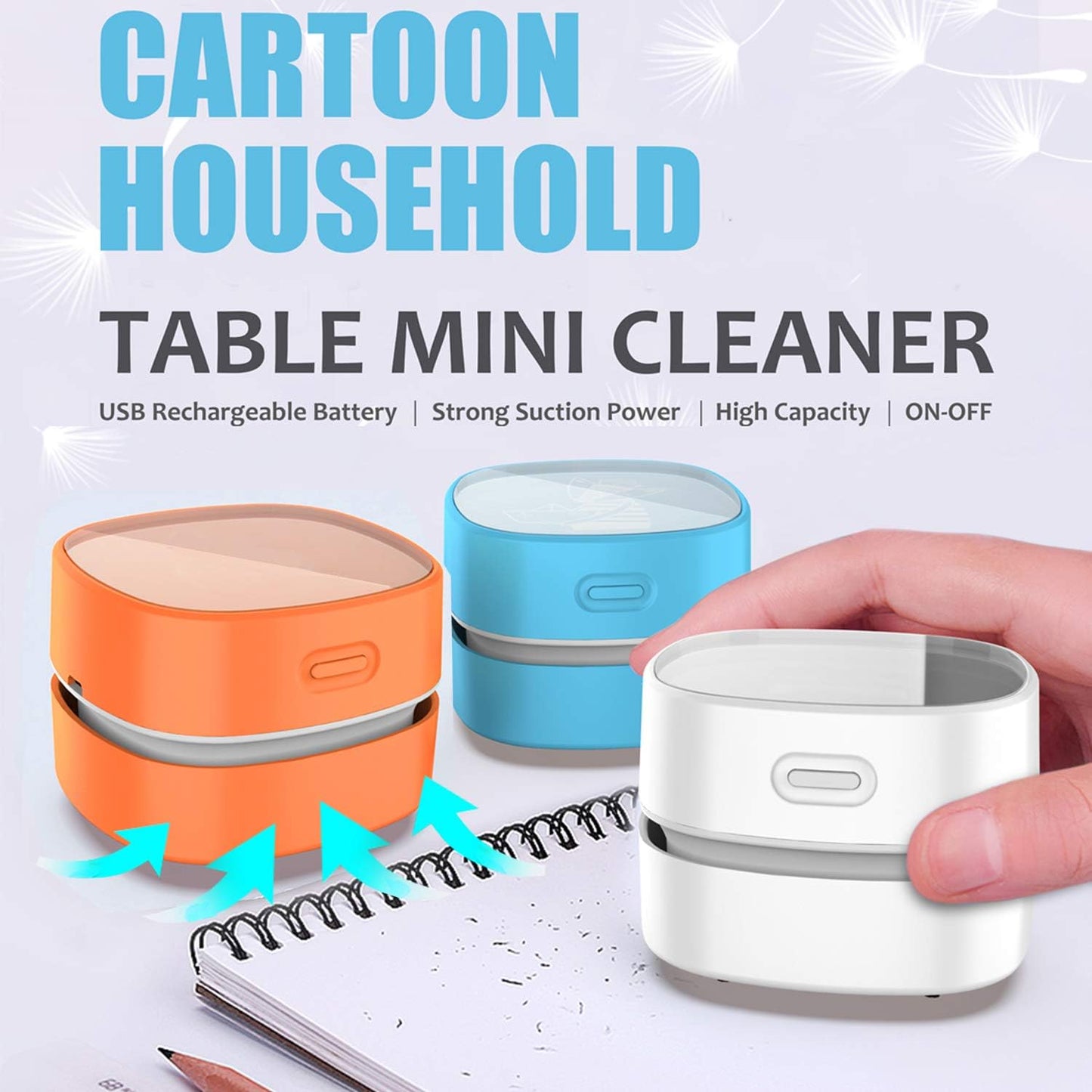 400 mins,Cordless&360 ODISTAR Desktop Vacuum cleaner,Mini table dust sweeper Energy Saving,High endurance up