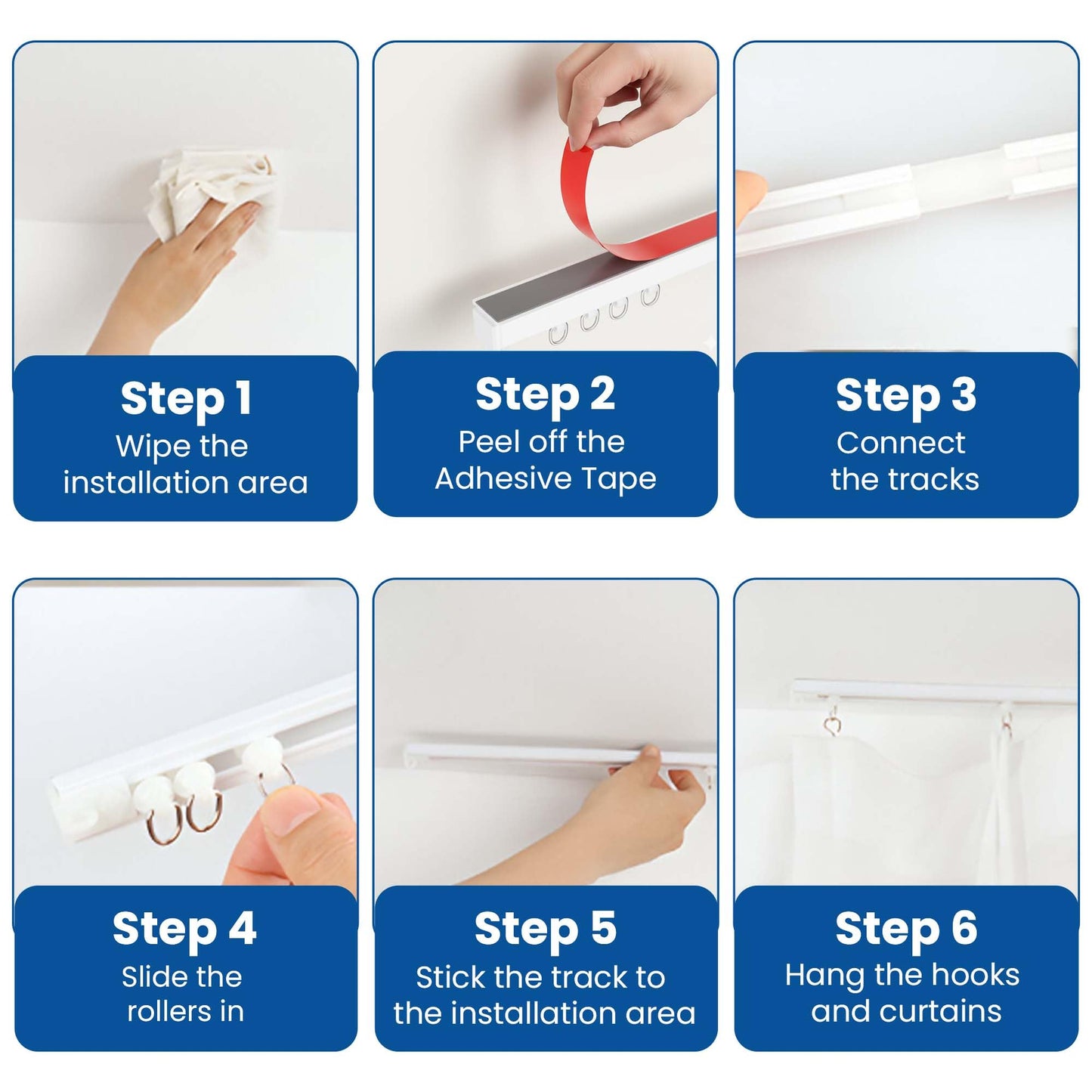 UrbanRed Self Adhesive Curtain Track (5 Meter, 16.4 ft) for Smooth Ceiling or Wall - No Drill, Screws, Ceiling Curtain Track, Curtains Rod, Ceiling Mount, Adhesive Curtains Rod (Non-Flexible)