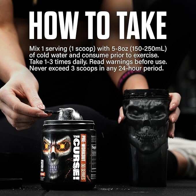 JNX SPORTS The Curse! Pre Workout Powder for Men & Women, Caffeine, Beta-Alanine, Creatine, L-Citrulline, 50 Servings, Sour Candy Flavor ??Boost Energy, Strength & Focus
