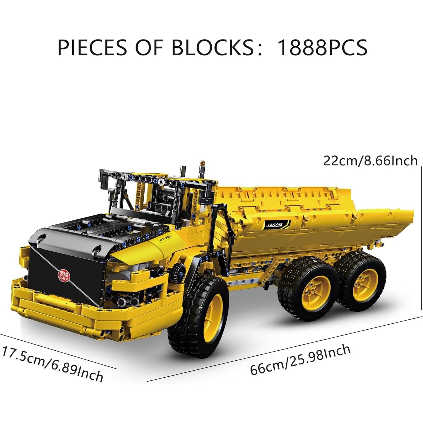 Mould King 17010 Engineering Dump Truck Building Block Kits, MOC Building Blocks Set to Build, Gift for Age 14+/Adult Collections Enthusiasts(1888 Pieces with Motor/APP Remote Control)