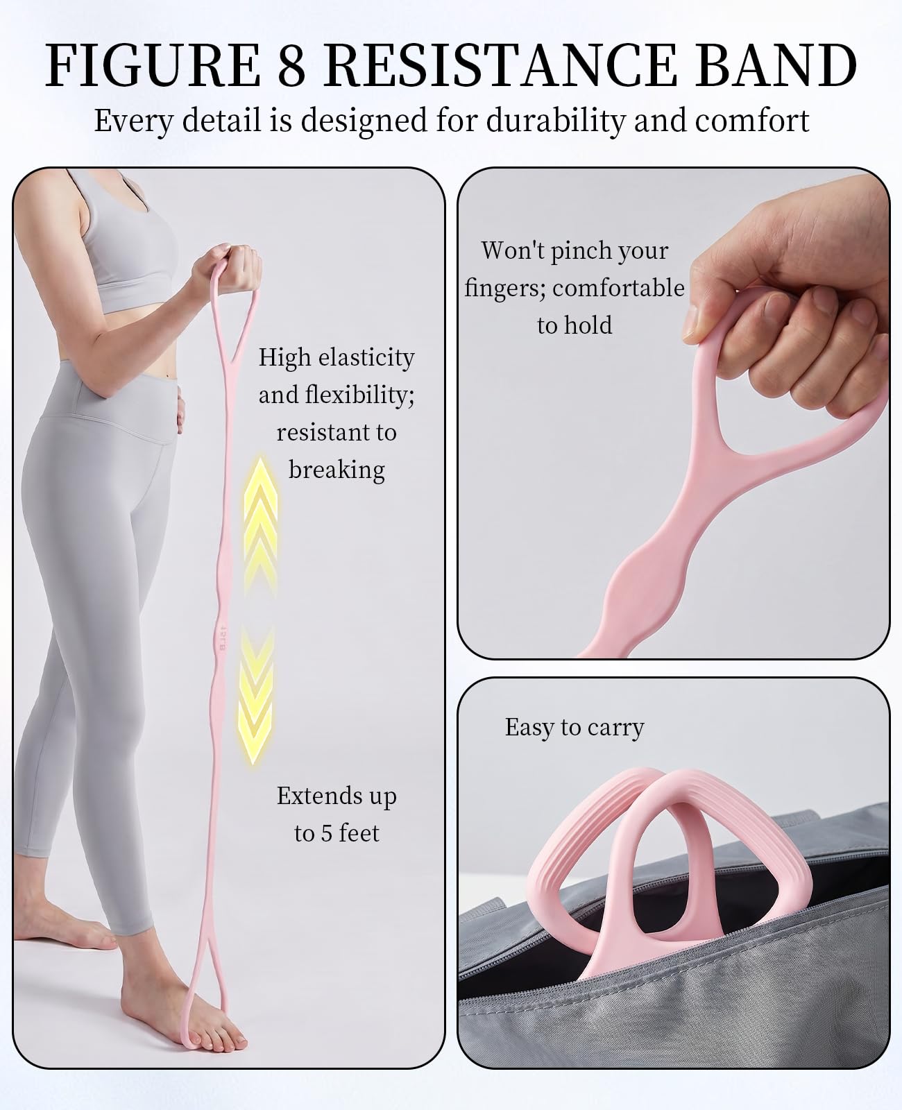 DAWZMR 2 PCS Figure 8 Resistance Bands for Women, 15 Lbs & 25 Lbs Keep Resistance Band with Non-Slip Handles for Arms Back Chest & Shoulder