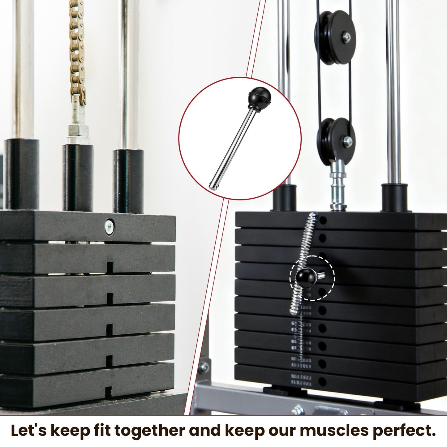 Gym Pins for Weight Stack, Weight Pins for WeightStack Machine 3/8" Diameter Weights Stacks Pin Black Heavy Duty Replacement Weights Machine Pin for Fitness Home Gym Strength Training Equipment